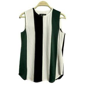 Judith Charles Sleeveless Blouse Tank Top Women Size 4 Stripe Vertical Keyhole
